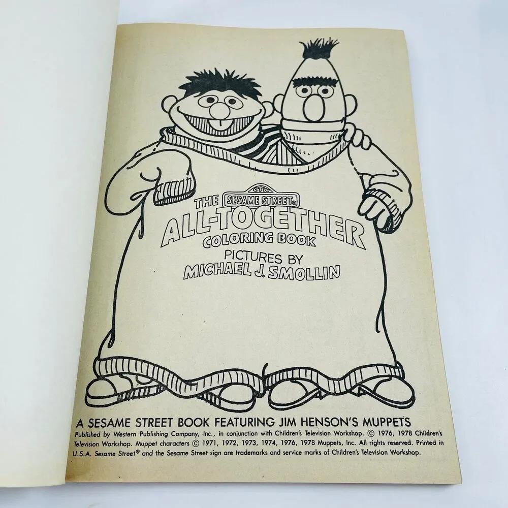The Sesame Street All-Together Coloring Book 1978 Whitman Illustrated Uncolored